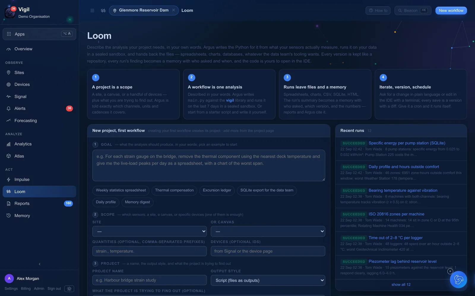 Loom: a workflow written from plain words, with its versions and runs